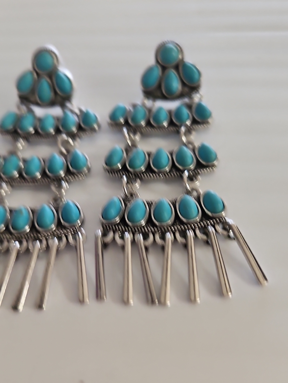 Turquoise Teardrop Chandelier Earrings - Women Jewelry